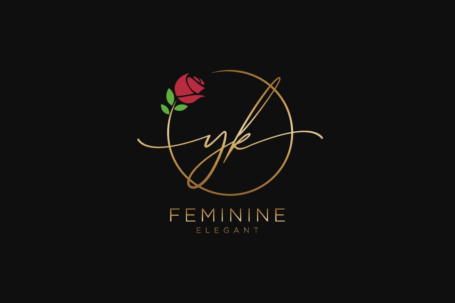 monograma de beleza do logotipo feminino inicial yk e design de logotipo elegante, logotipo de caligrafia da assinatura inicial, casamento, moda, floral e botânico com modelo criativo. vetor