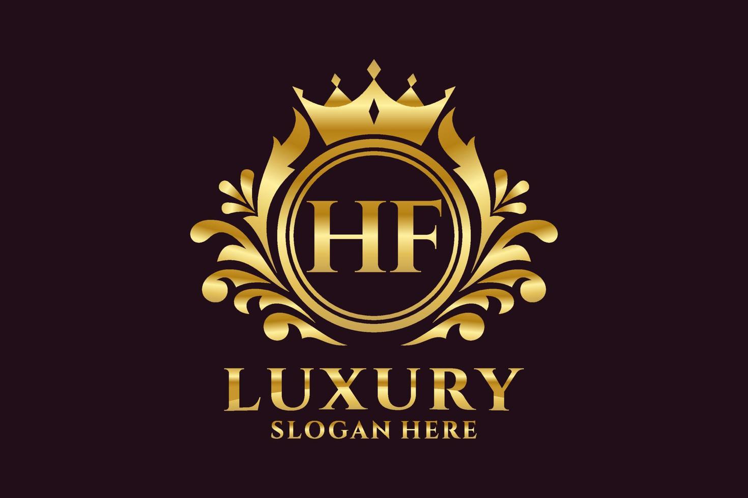 modelo de logotipo de luxo real de letra inicial de hf em arte vetorial para projetos de marca luxuosos e outras ilustrações vetoriais. vetor