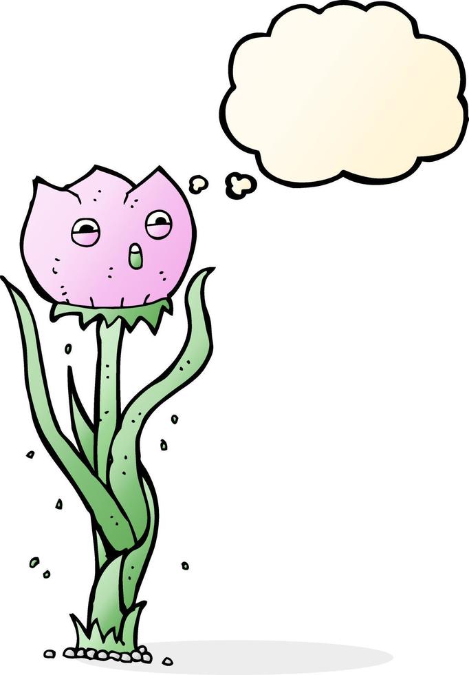 flor de desenho animado com balão de pensamento vetor