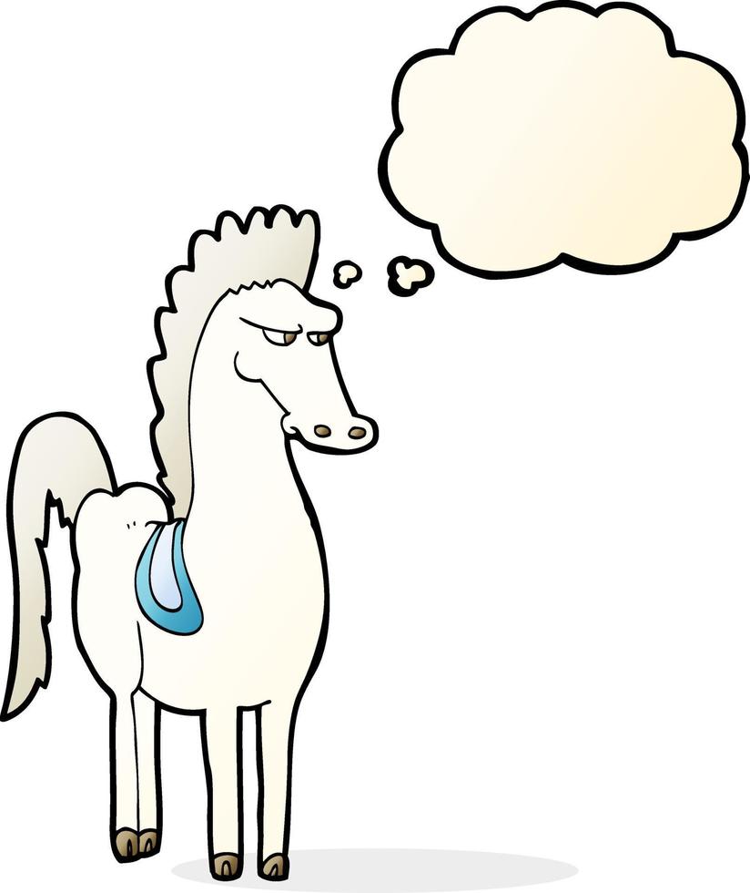 cavalo de desenho animado com balão de pensamento vetor