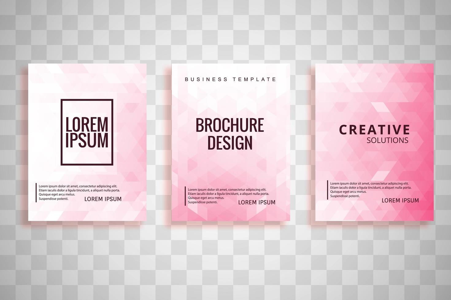 conjunto de brochura de negócios de polígono rosa vetor