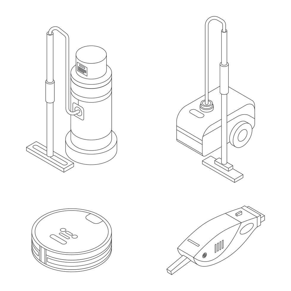 ícones de aspirador de pó definir contorno vetorial vetor