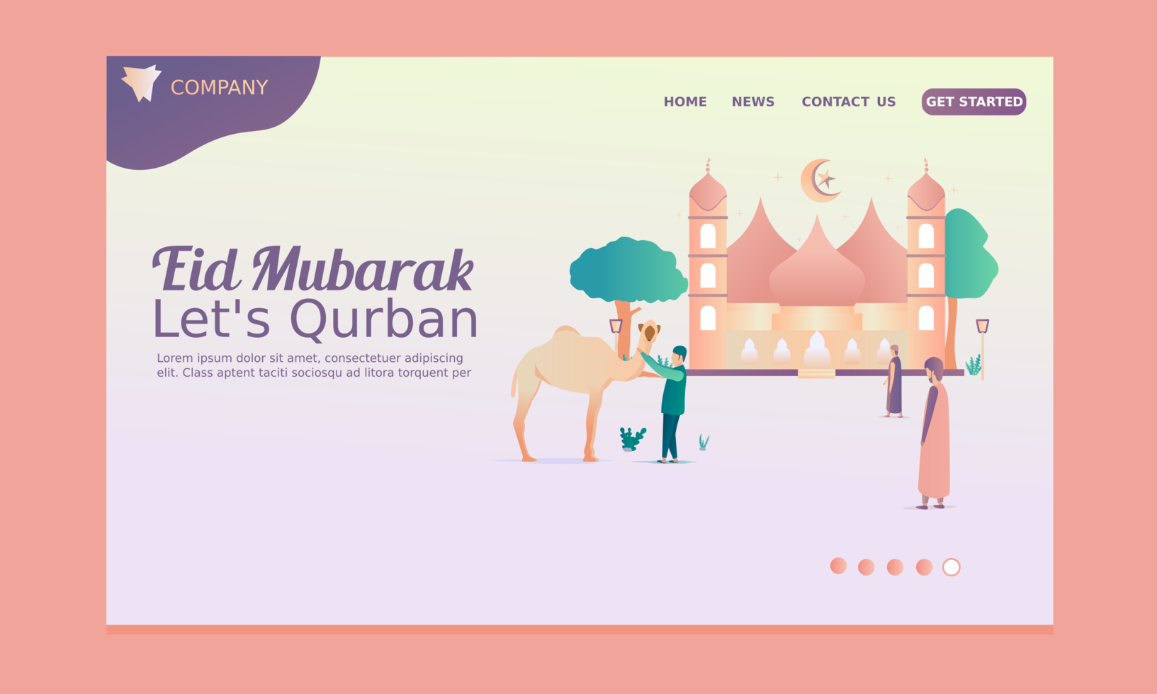 feliz eid al adha landing page vetor