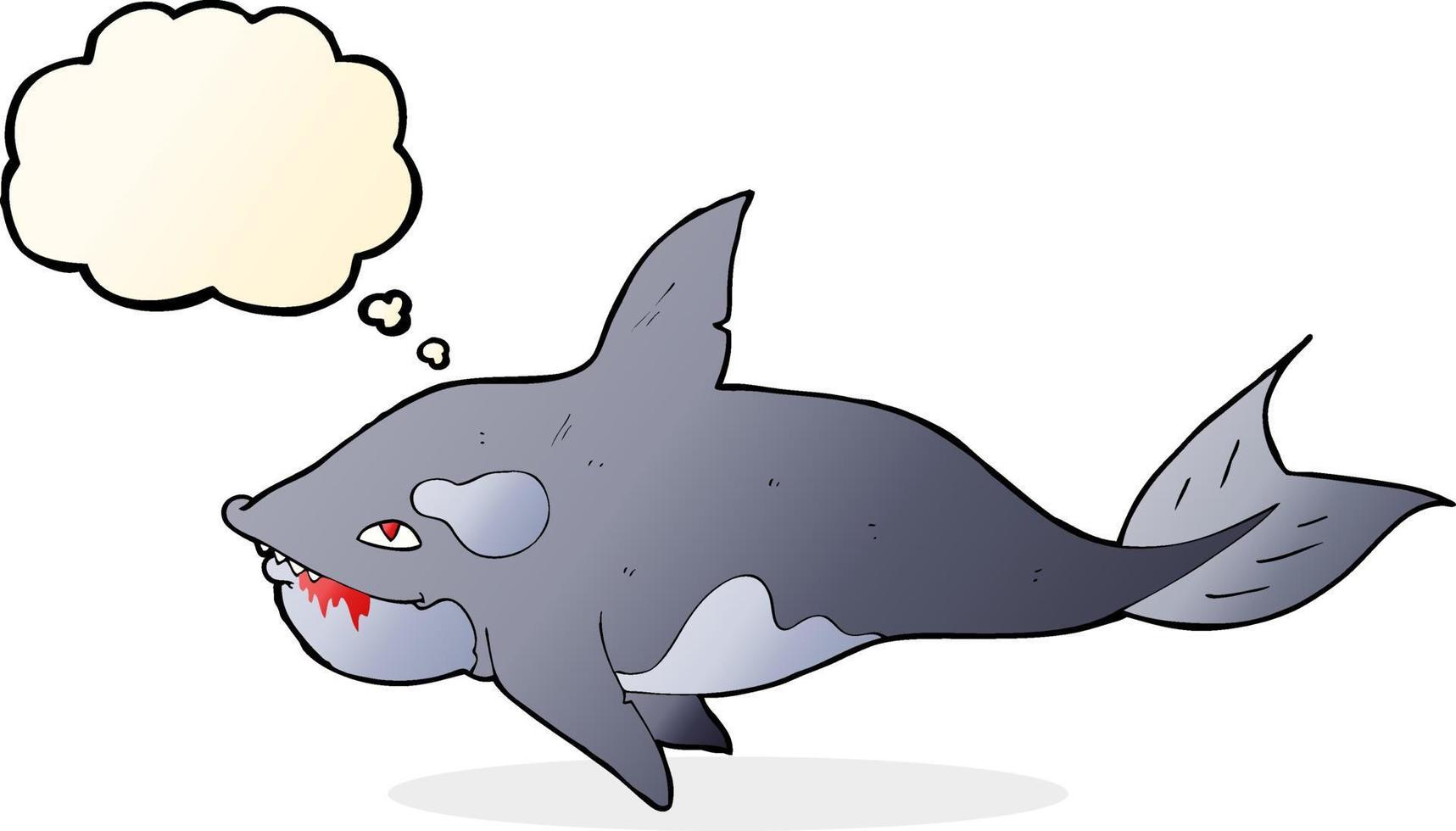 baleia assassina dos desenhos animados com balão de pensamento vetor