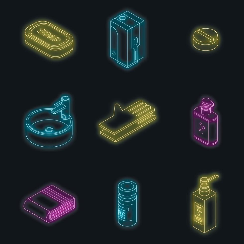 conjunto de ícones de saneamento vector neon