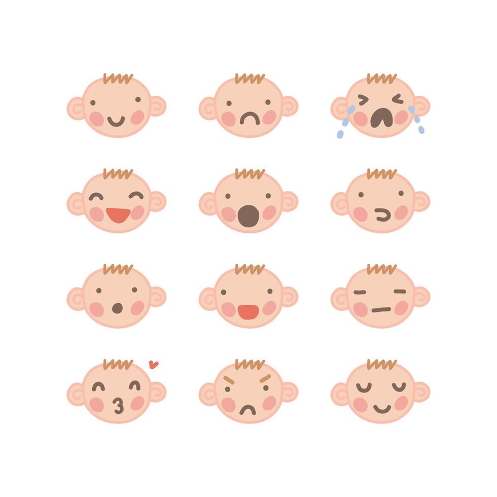 rostos de bebê fofos vetor