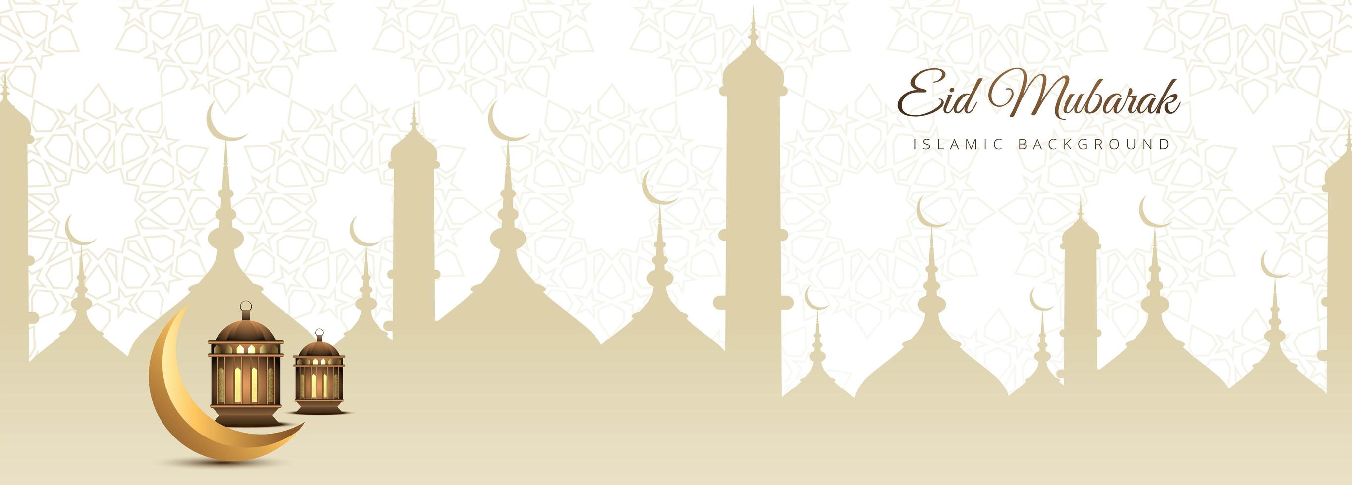 banner dourado elegante para eid mubarak vetor