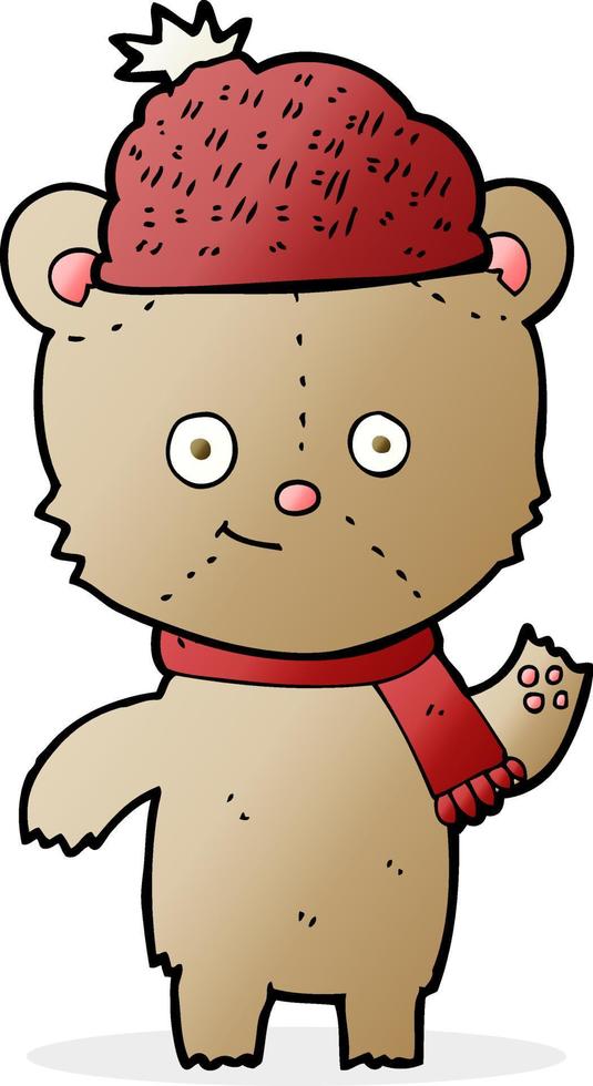 urso de desenho animado com chapéu vetor