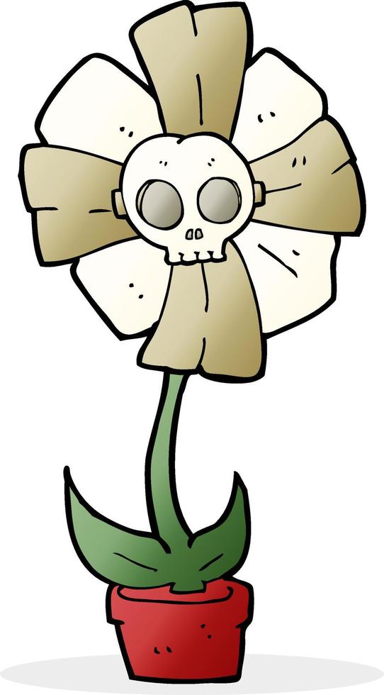 flor de caveira de desenho animado vetor