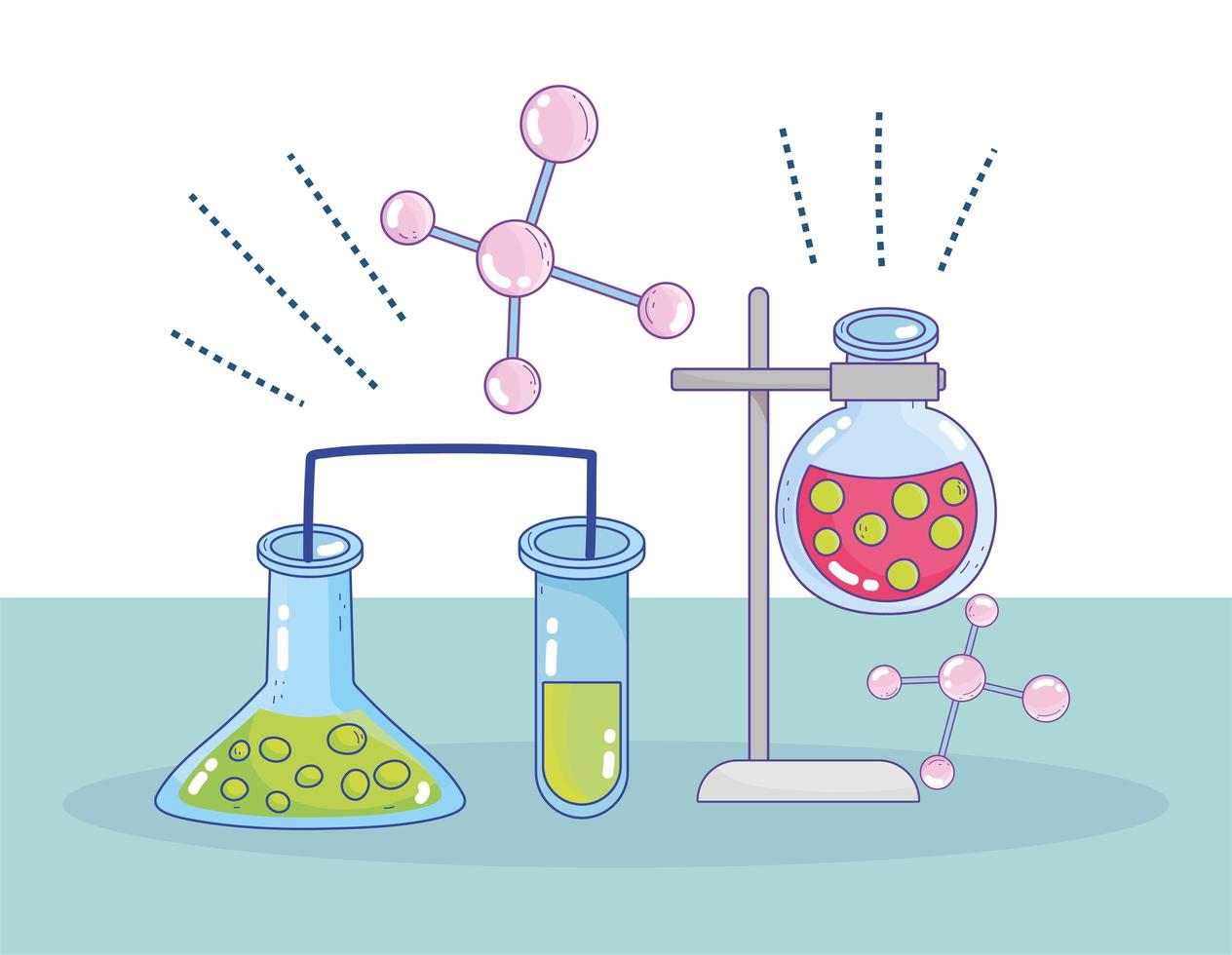 laboratório de pesquisa de molécula de balão de copo de ciência vetor