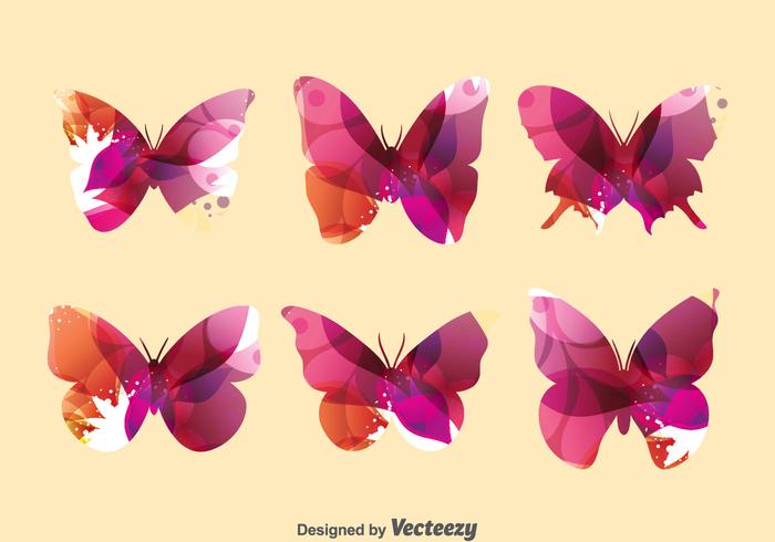 Conjunto abstrato da coleção de borboletas vetor