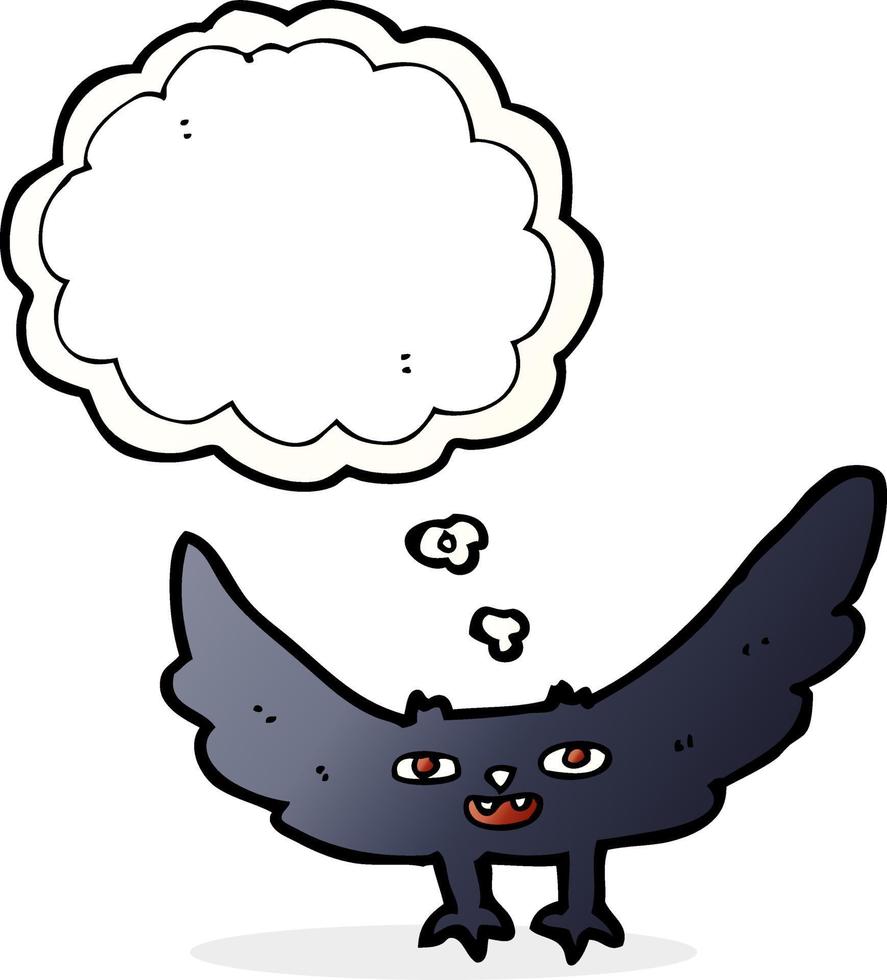 morcego vampiro assustador dos desenhos animados com balão de pensamento vetor