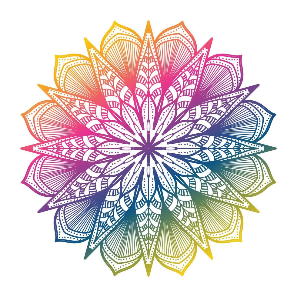 mandala de cor gradiente, fundo de design de mandala, design de mandala, design de papel de parede de arte de livro de colorir padrão de mandala, padrão de ladrilho, cartão de saudação, design de mandala definido, preto, design de mandala vetor