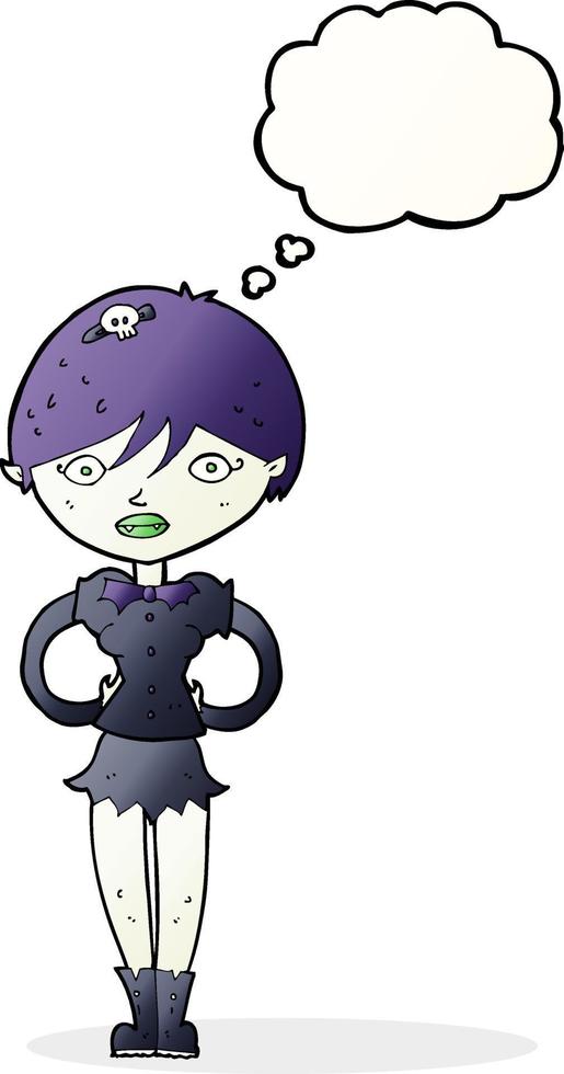 garota vampira bonita dos desenhos animados com balão de pensamento vetor