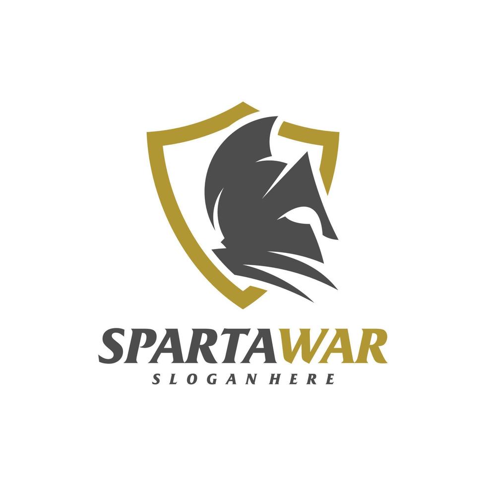 escudo vetor de logotipo guerreiro espartano. modelo de design de logotipo de capacete espartano. símbolo de ícone criativo