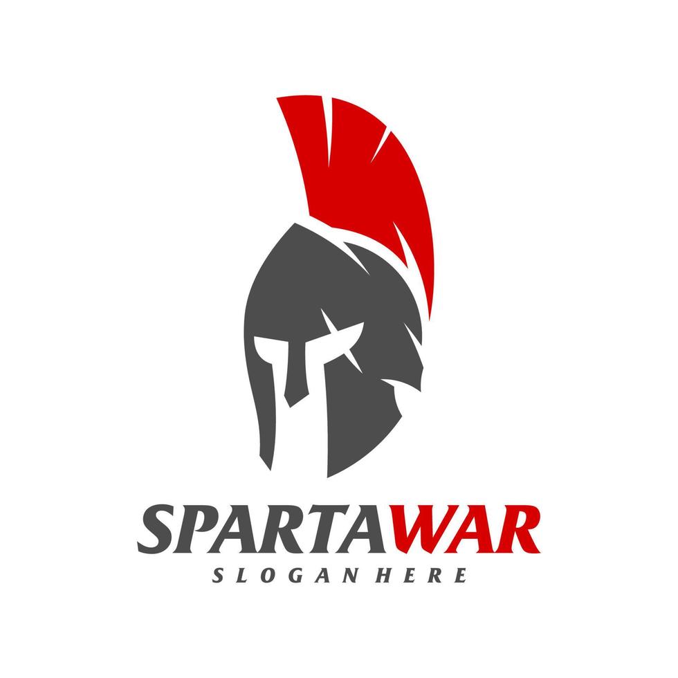 vetor de logotipo de guerreiro espartano. modelo de design de logotipo de capacete espartano. símbolo de ícone criativo