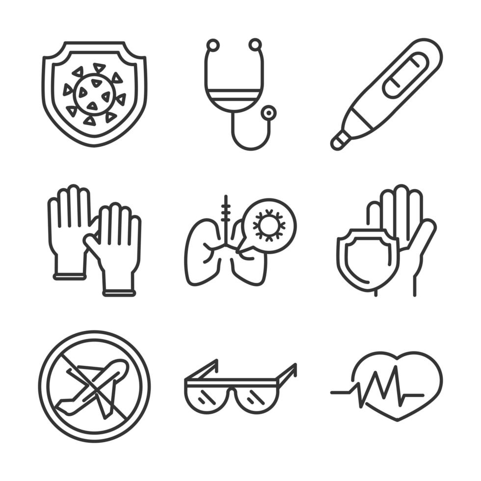 conjunto de ícones de doenças respiratórias vetor