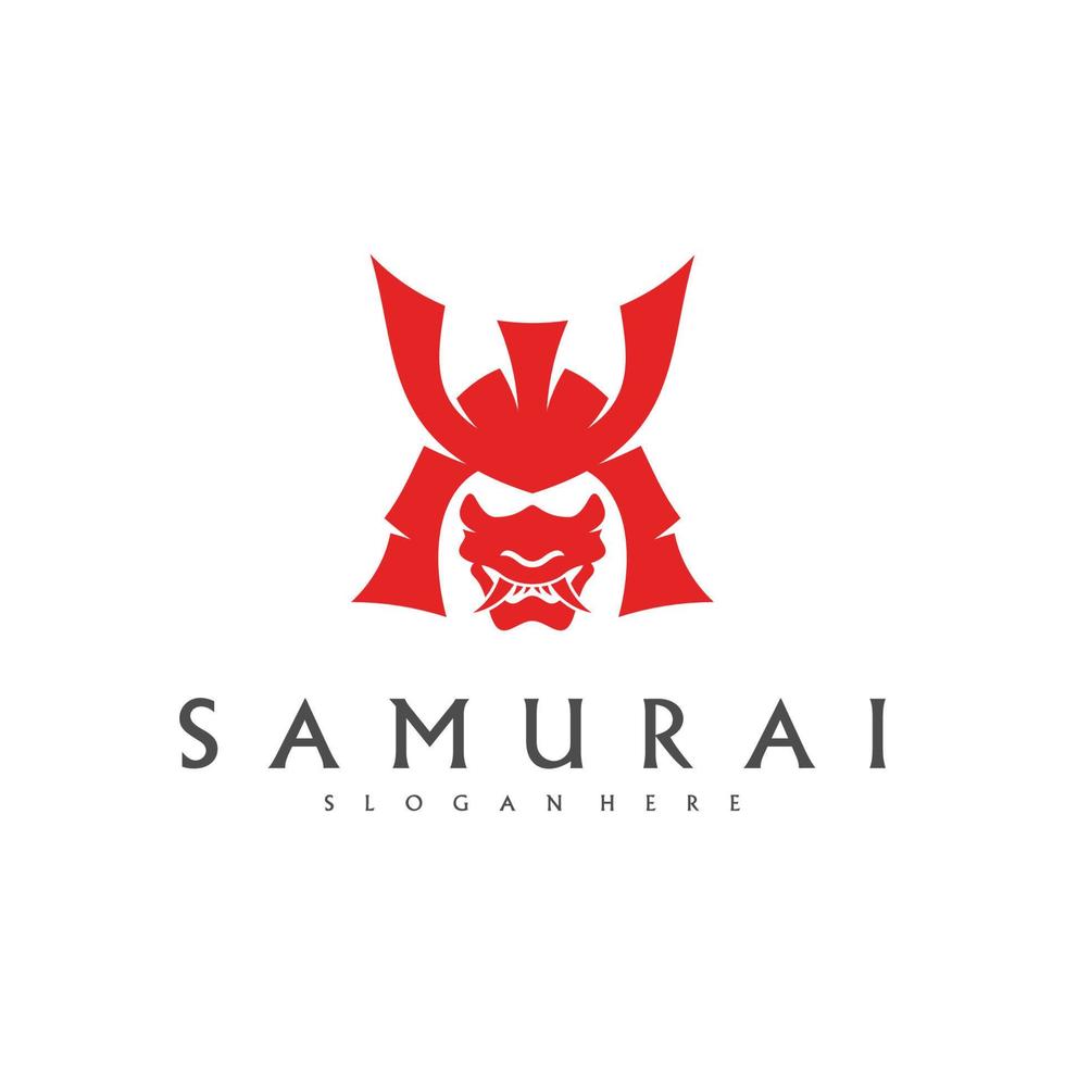 vetor de design de logotipo de cabeça de samurai. modelo de logotipo de guerreiro samurai