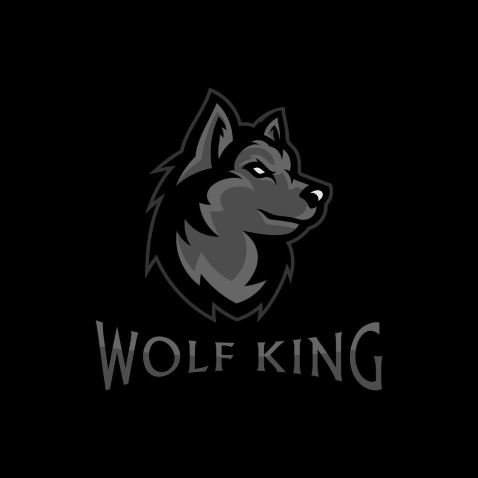 design de logotipo de ilustração de cabeça de lobo. arte vetorial de mascote de lobo. imagem simétrica frontal de lobo parecendo perigoso. vetor