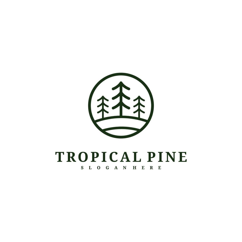 modelo de vetor de design de logotipo de árvore de pinho, ilustração de conceitos de logotipo de floresta tropical.