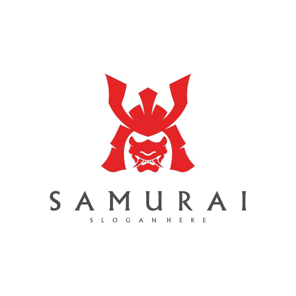 vetor de design de logotipo de cabeça de samurai. modelo de logotipo de guerreiro samurai