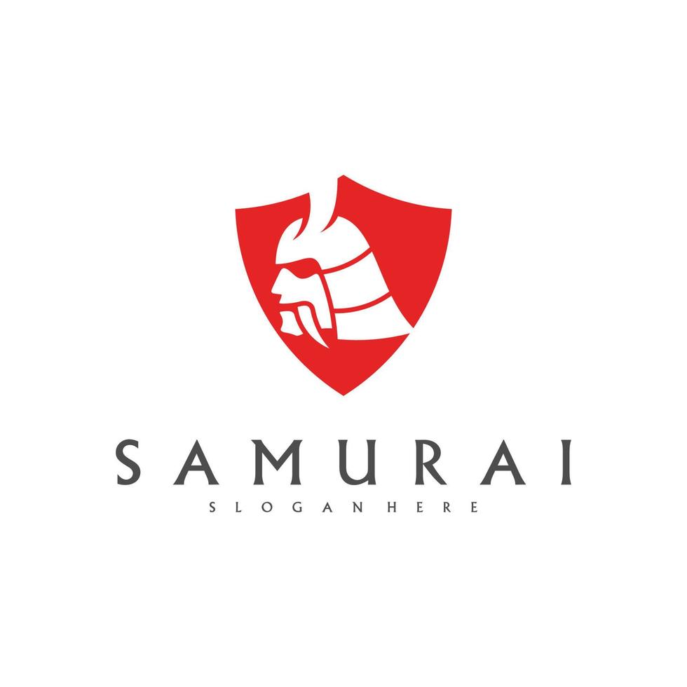 vetor de design de logotipo de cabeça de samurai. modelo de logotipo de guerreiro samurai