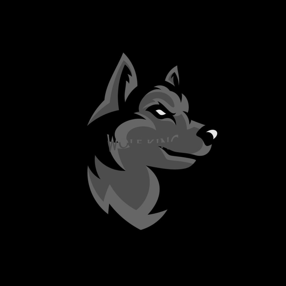 design de logotipo de ilustração de cabeça de lobo. arte vetorial de mascote de lobo. imagem simétrica frontal de lobo parecendo perigoso. vetor