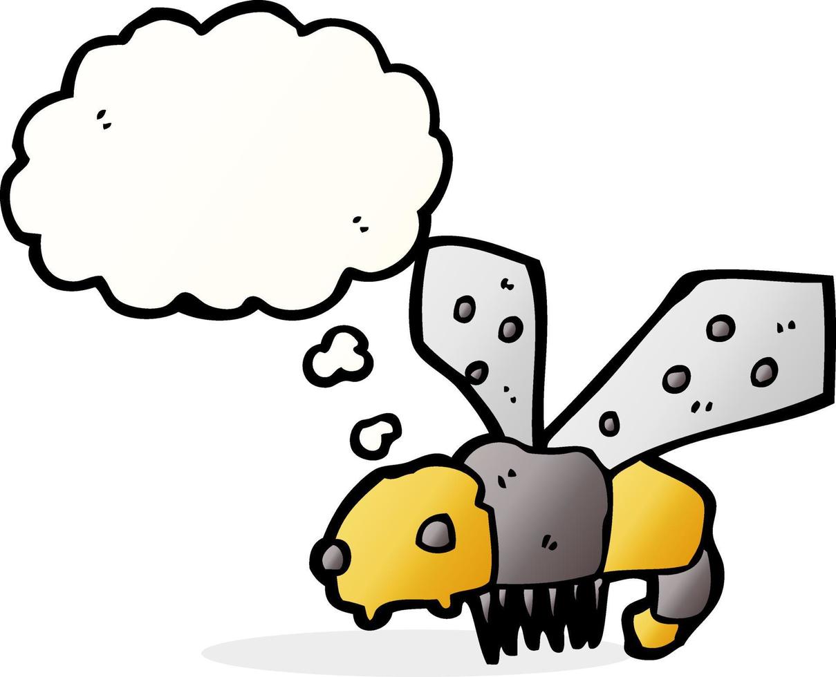 abelha de desenho animado com balão de pensamento vetor