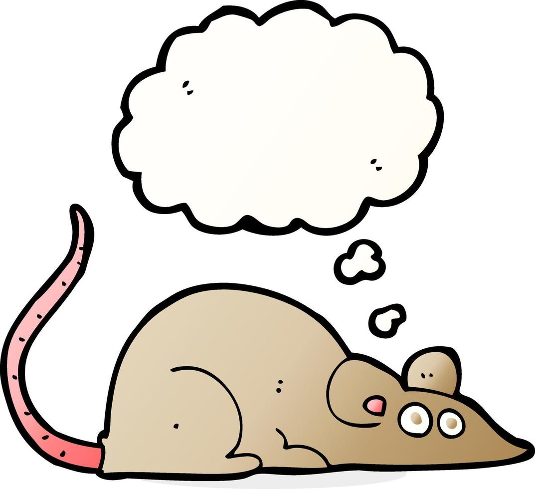 rato de desenho animado com balão de pensamento vetor