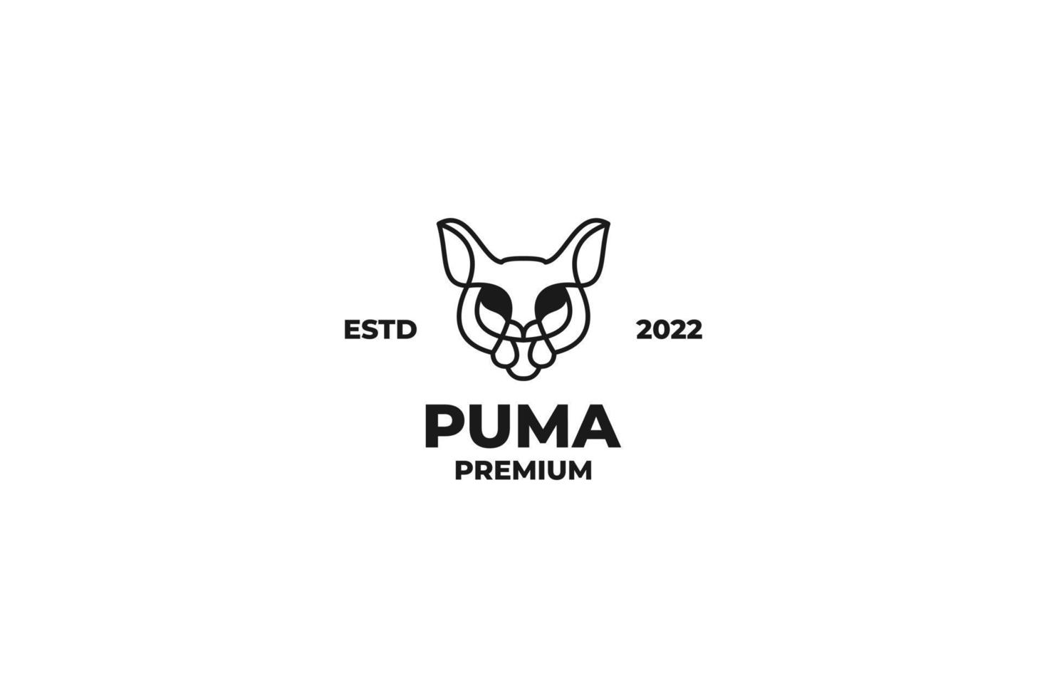 vetor de design de logotipo de cabeça de puma plana