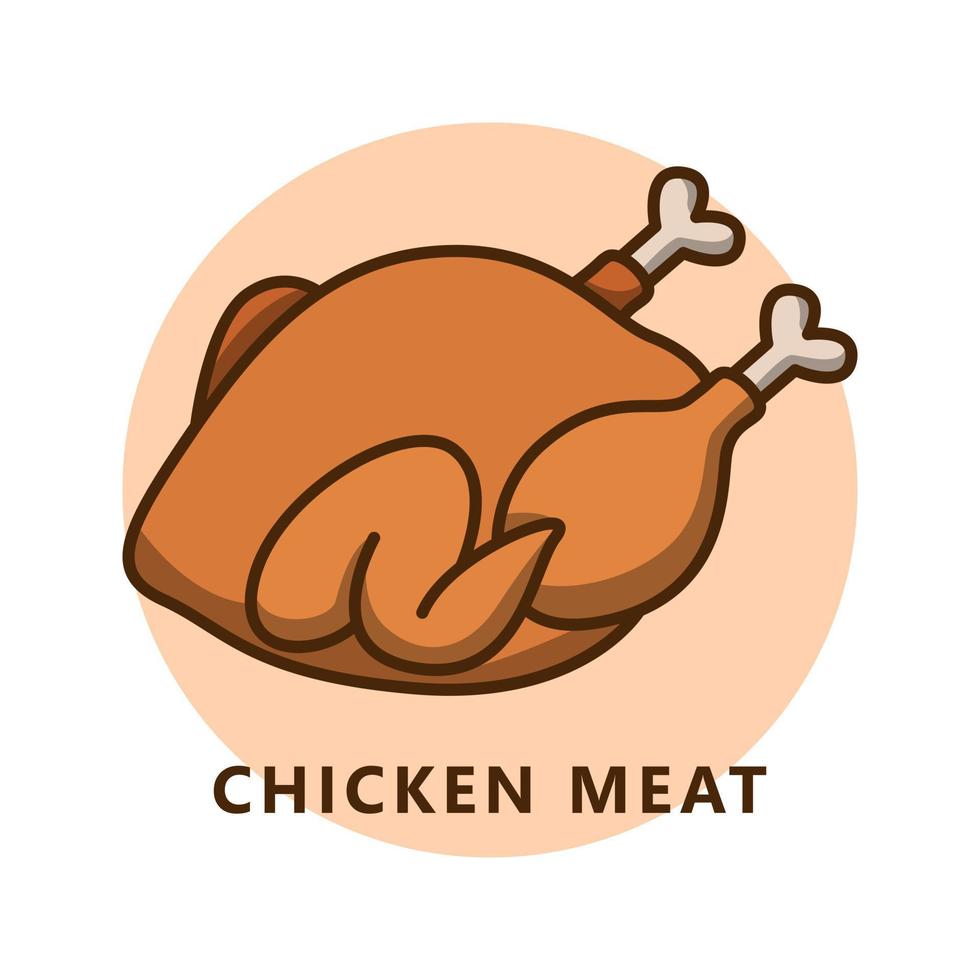 desenhos animados de ilustração de comida de carne de frango. ícone de logotipo de comida e bebida vetor