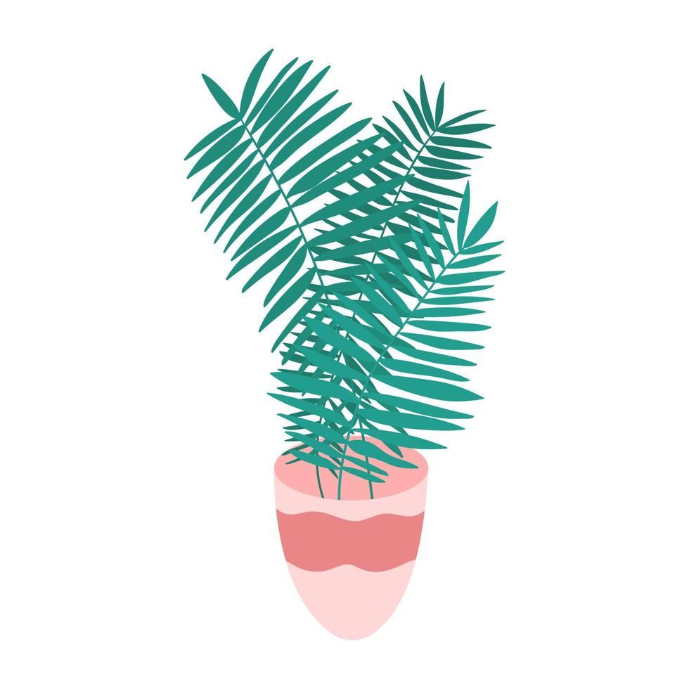 palmeira de vetor na ilustração de pote. planta de casa desenhada de mão isolada