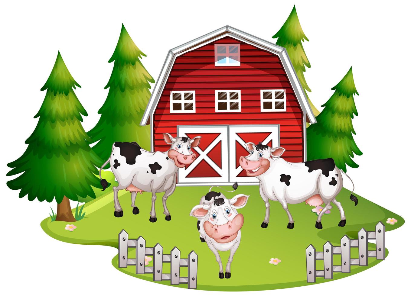 vacas em terras agrícolas vetor