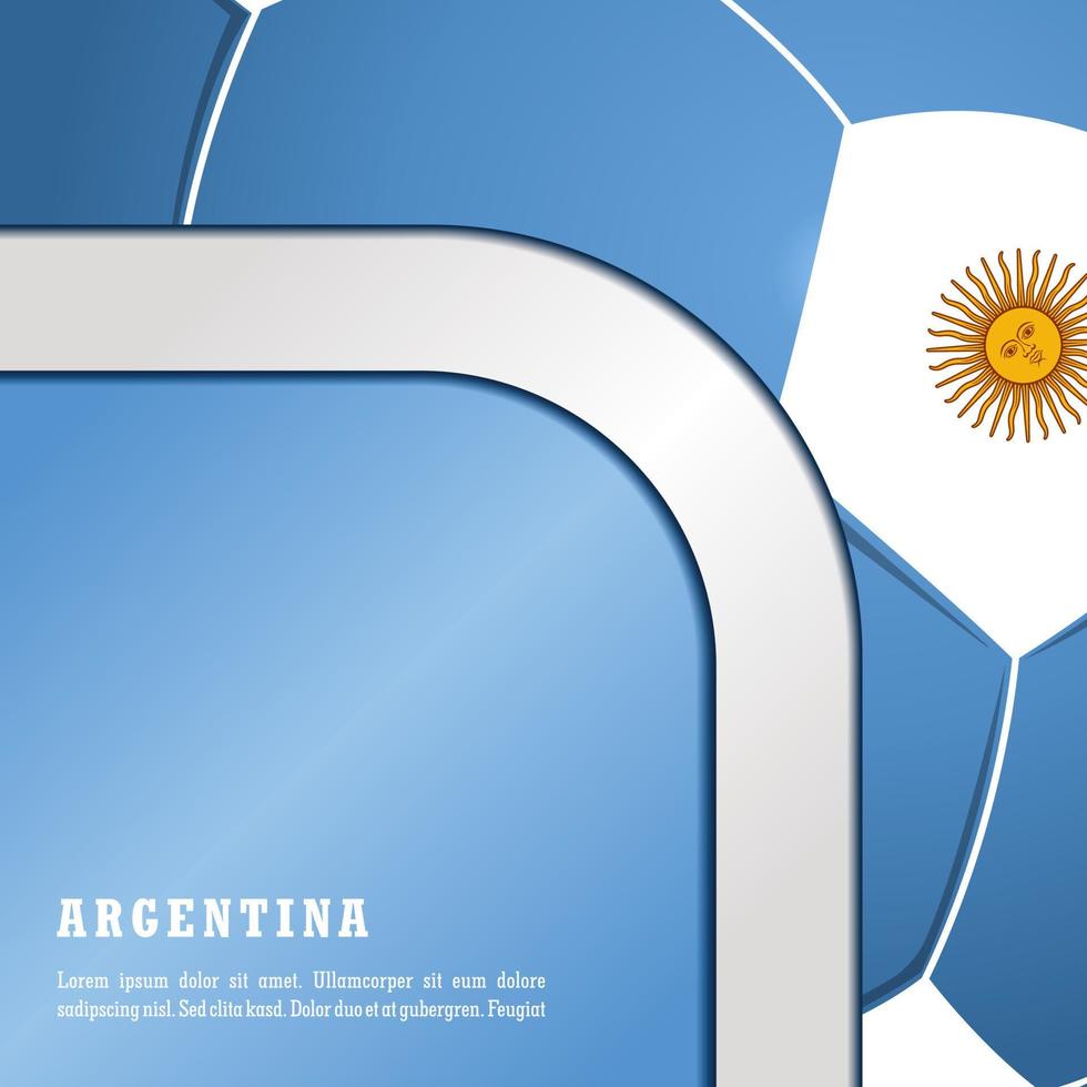 bandeira argentina de fundo vector com bola, ilustração vetorial e texto, combinação de cores perfeita.