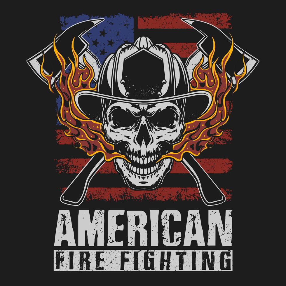 design de t-shirt de bombeiro americano vetor