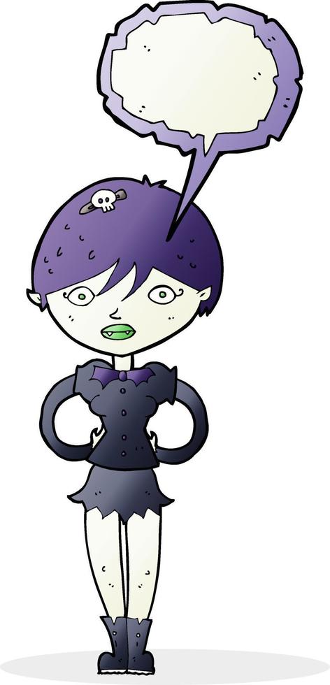 garota vampira bonita dos desenhos animados com balão vetor