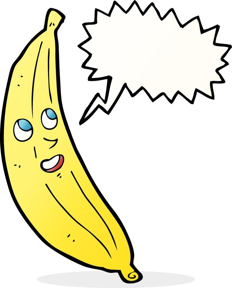 banana feliz dos desenhos animados com balão vetor