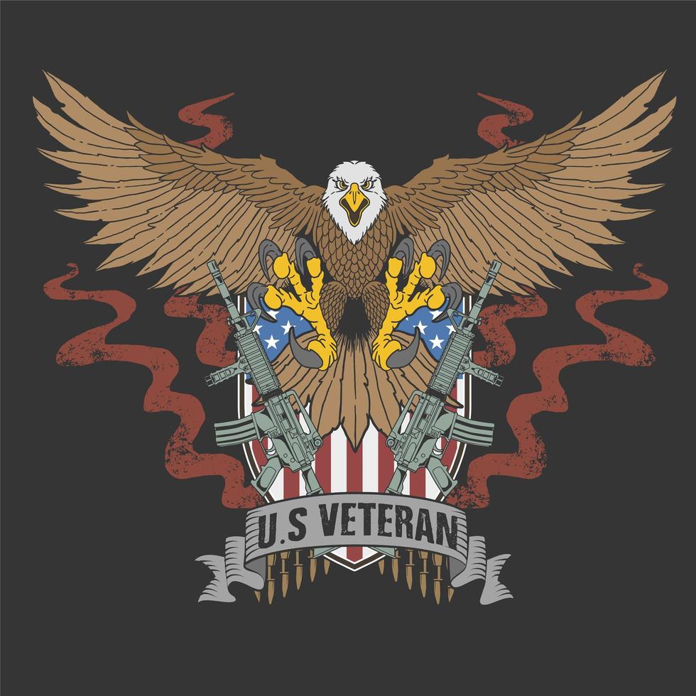 águia americana nós veterano design de t-shirt vetor