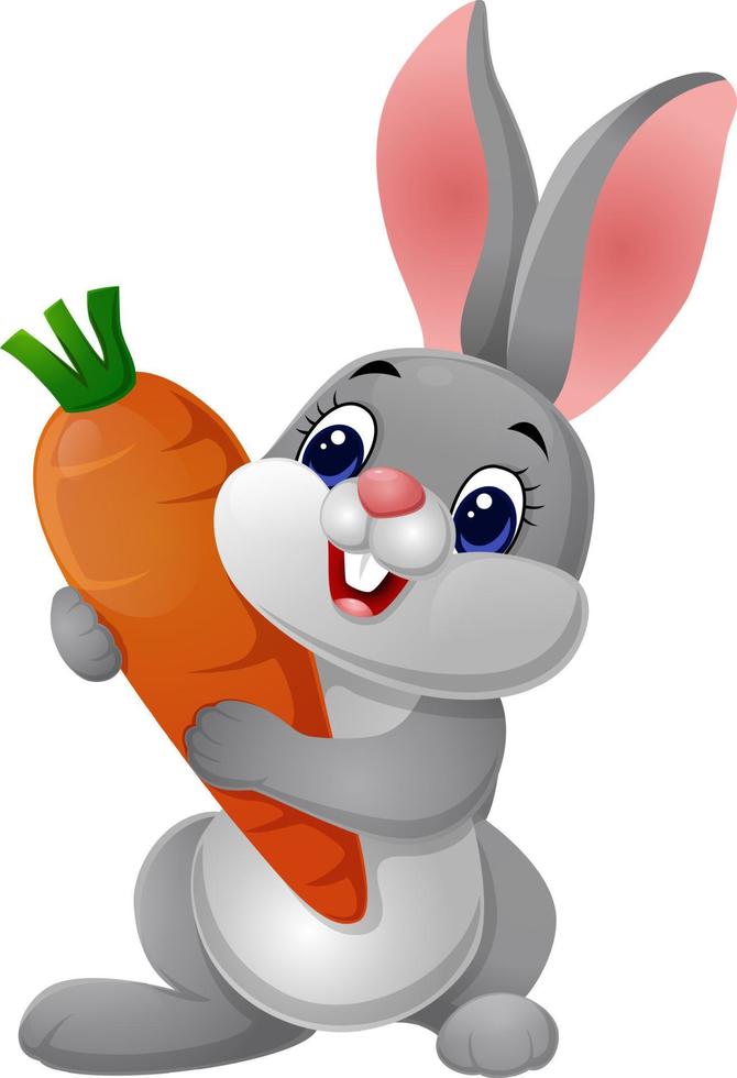desenho de coelho fofo segurando uma cenoura vetor