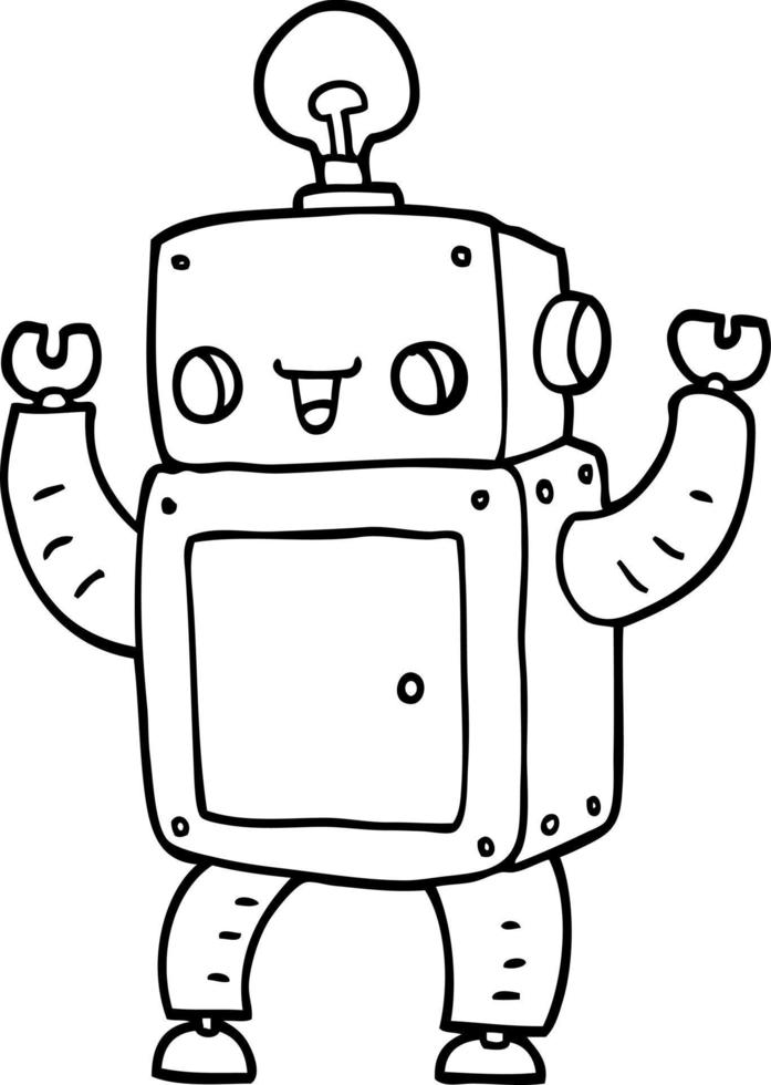 desenho animado robô feliz vetor