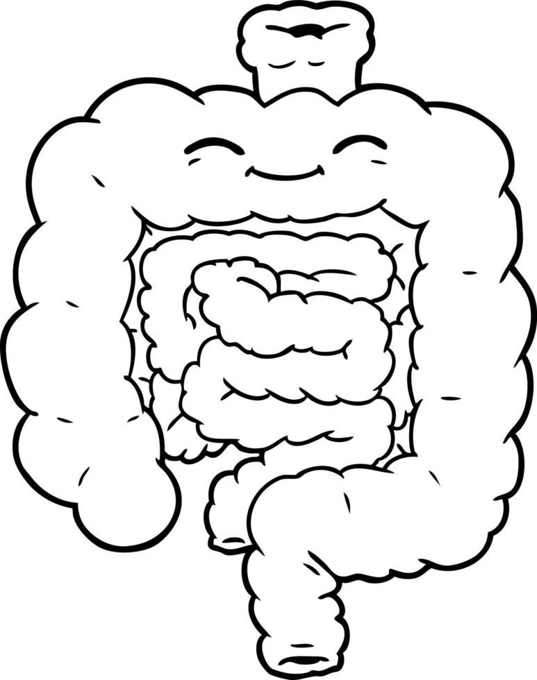 intestinos de desenho de linha de desenho animado vetor