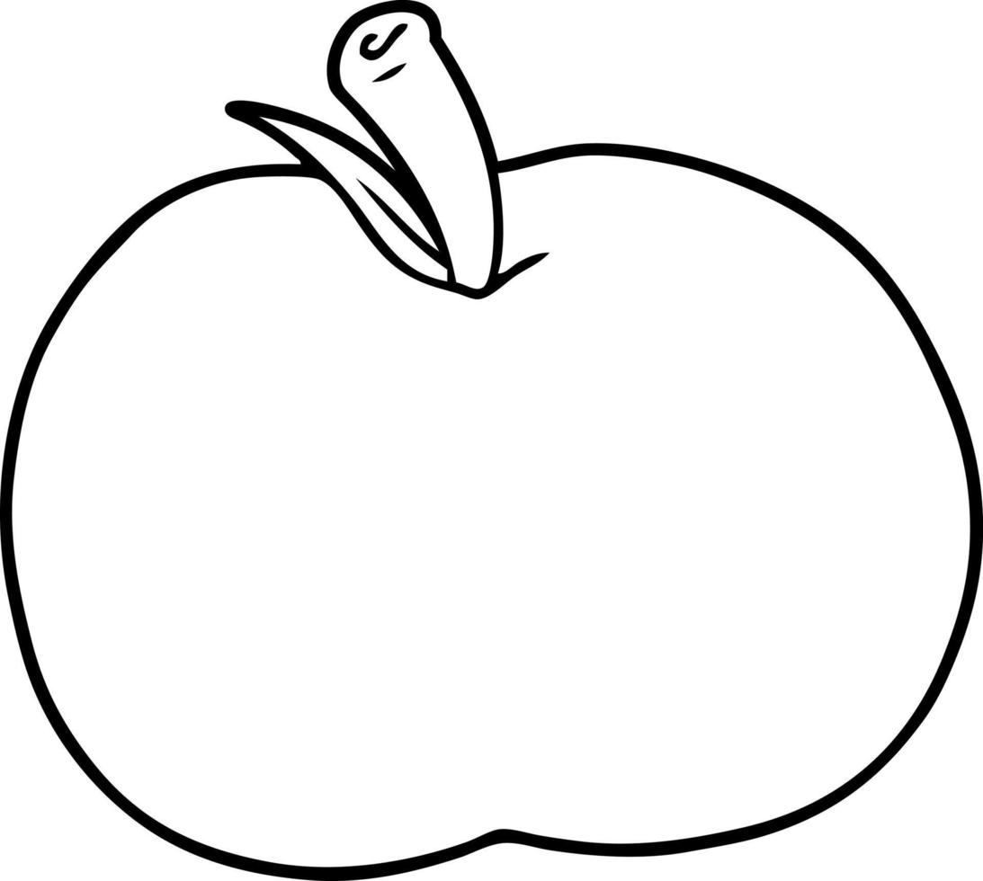 maçã de desenho de linha de desenho animado vetor