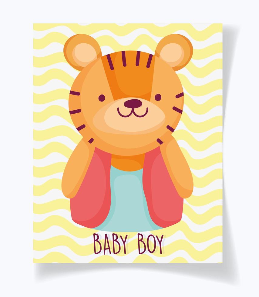 modelo de cartão de chuveiro de bebê com tigre fofo vetor