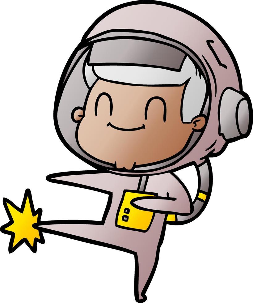 astronauta de desenho animado feliz vetor