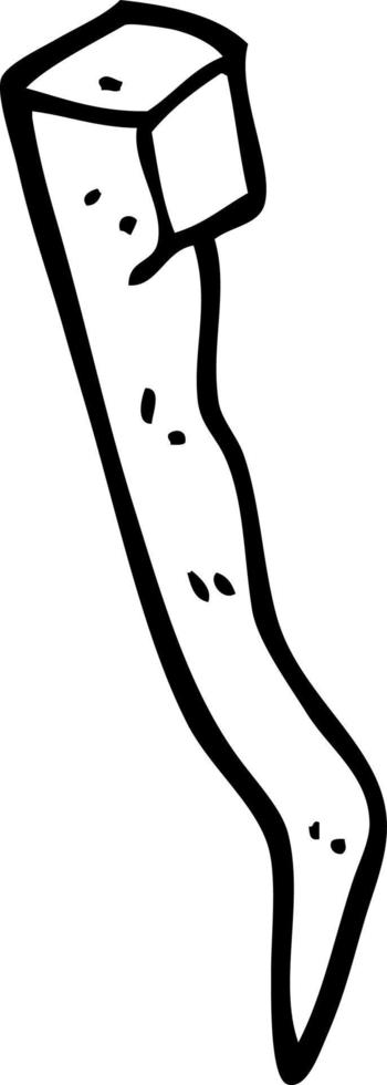 desenho de linha desenho antigo prego de ferro dobrado vetor