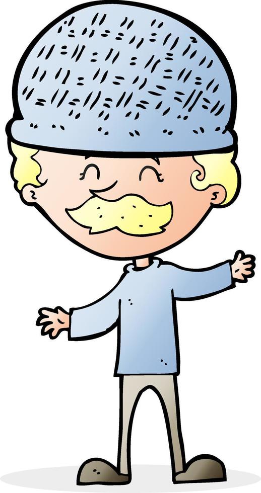 homem de desenho animado usando chapéu vetor