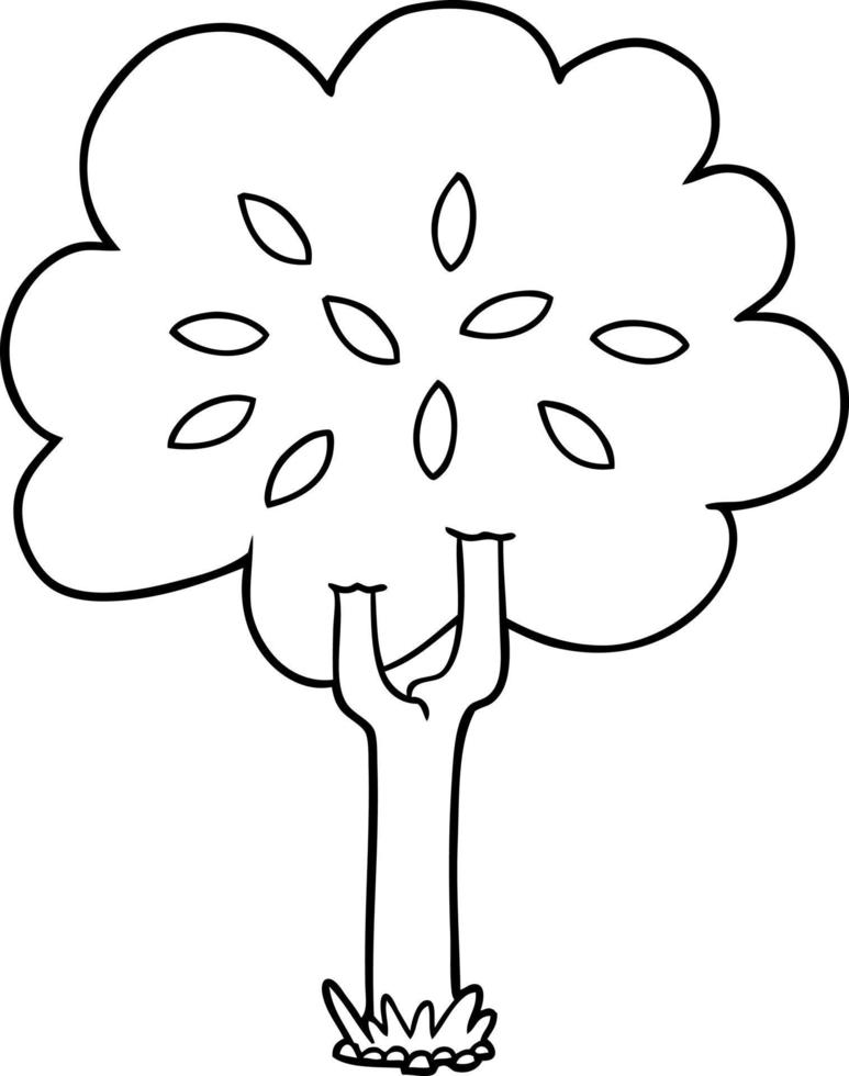árvore de desenho de linha de desenho animado vetor