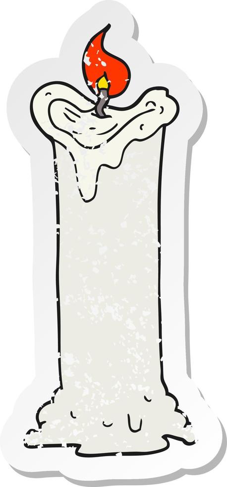 adesivo retrô angustiado de uma vela assustadora de desenho animado vetor