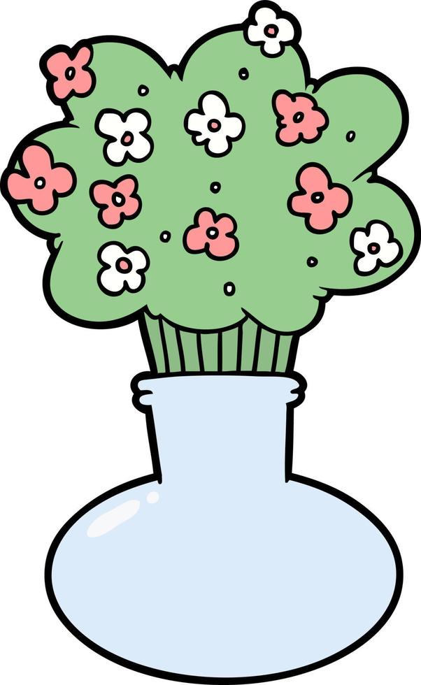 flores de desenho animado em vaso vetor