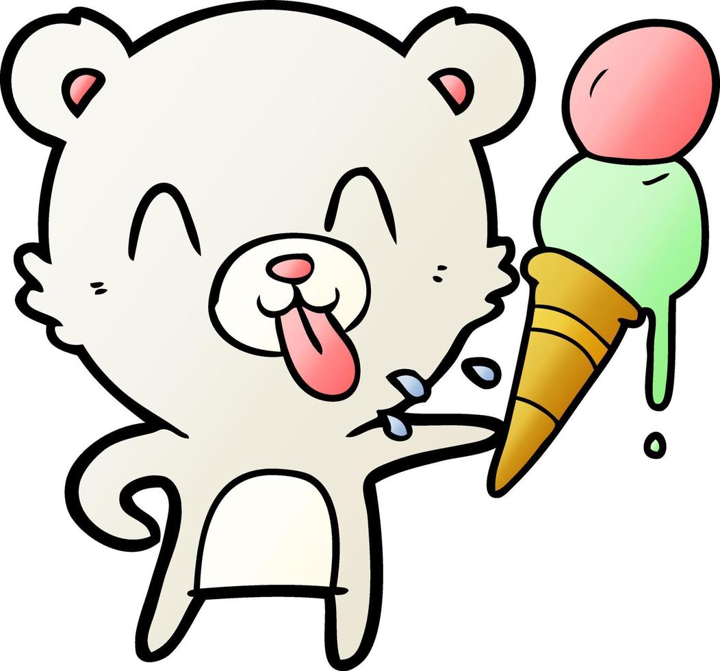 urso de desenho animado com sorvete vetor